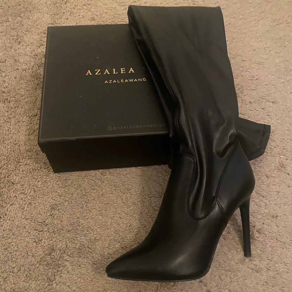 Black leather Thigh boots